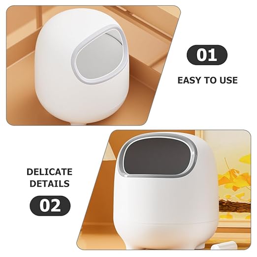 Cabilock Mini Trash Can Cute Cartoon Desktop Wastebasket Small Garbage Bin for Office Bedroom Kitchen Lightweight and Portable Stylish Home Decoration