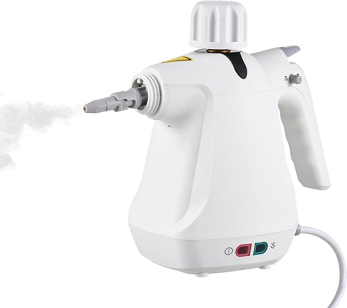 Portable Cleaning Steam Machine 1000W Handheld Steam Cleaner with Non-Slip Handle 3 Bar Steam Pressure and Adjustable Temperature Large Capacity Water Tank and Replaceable Spray Head for Home