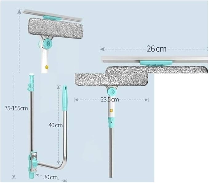 Double-Sided Window Cleaner-Detachable Telescopic U Shaped Professional Cleaning Tool Flexible Outside Glass Cleaner Kit