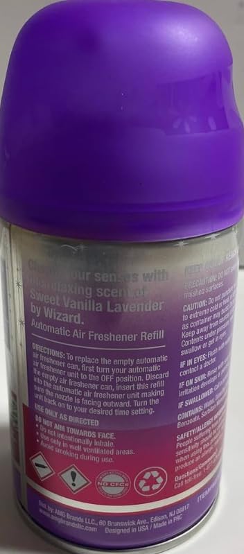Wizard Automatic Spray 5Oz Refill (Package May Vary) Pack of 6 (sweet vanilla lavender 6)