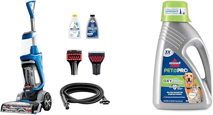 Bundle of BISSELL ProHeat 2X Revolution Pet 35799 Upright Deep Cleaner + Bissell Professional Pet Urine Eliminator + Oxy Carpet Cleaning Formula 48 oz 1990 48 Ounce