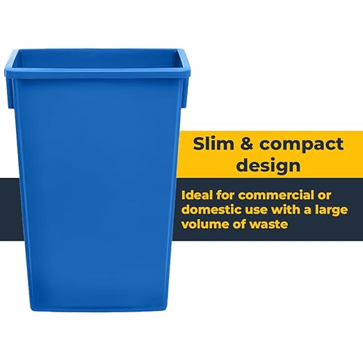 3 pack 23 Gallon Heavy-Duty Trash Can with Lid &amp Dolly Durable Waste Container Slim Rectangular Garbage Bin Recycling Bin Plastic Wastebasket for Kitchen Garage Hotels Restaurants Office