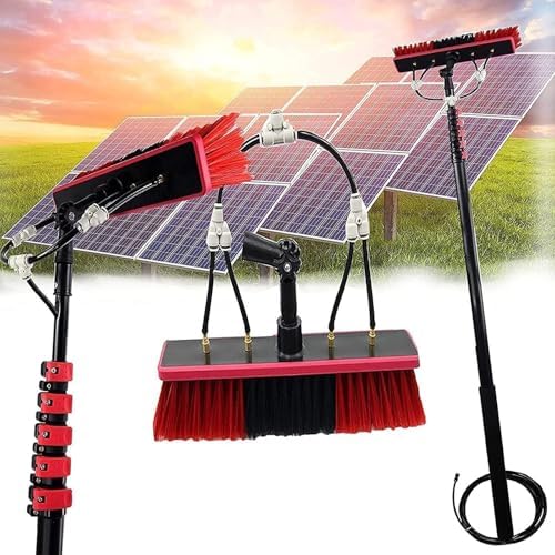Glass Cleaning Brush Home Water Fed Telescopic Pole Kit Solar Panel Brush Rotating for Photovoltaic PanelProfessional Telescopic Window Cleaner - 20FT Extension Pole 50cm Brush Head for HOM