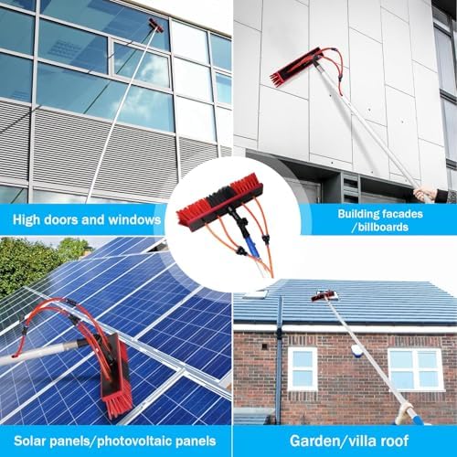 Glass Cleaning Brush Home Water Fed Telescopic Pole Kit Solar Panel Brush Rotating for Photovoltaic PanelSolar Panel Cleaning Brush Kit with Adjustable Water Fed Pole for Outdoor Window was