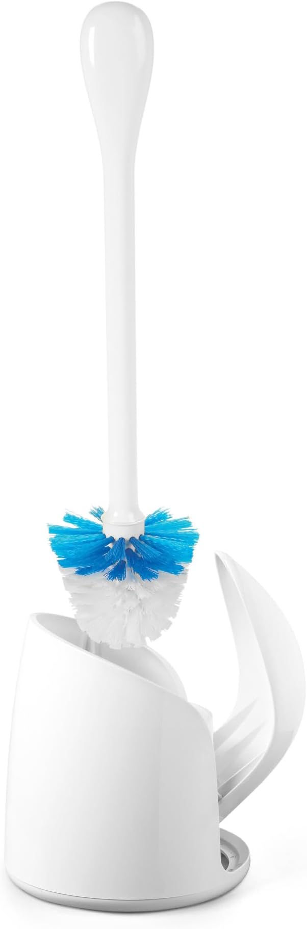 OXO Good Grips Compact Toilet Brush &amp Canister Toilet Bowl Brush and Holder with Automatic Canister Door Bathroom and Small Spaces Cleaning Supplies Essential