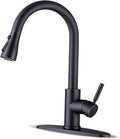 WEWE Kitchen faucets with Pull Down Sprayer Farmhouse Kitchen Faucet Oil Rubbed Bronze Commercial Modern high arc Stainless Steel Single Handle Single Hole for Utility rv Laundry Sinks