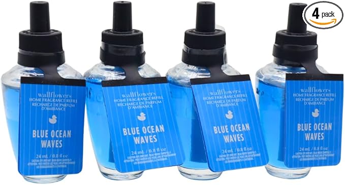 Bath &amp Body Works BLUE OCEAN WAVES Wallflowers Home Fragrance Refill 0.8 fl oz - 4 pack