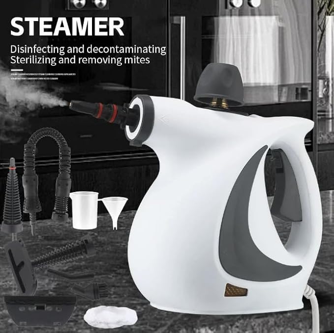 Steam Disinfection CleanerPowerful 1500W SteamHandheld Multi-Purpose Steamer with 8 Accessories Child Lock &amp Safety Cap for Home Kitchen Appliances (1 set + 1fiber cloth)