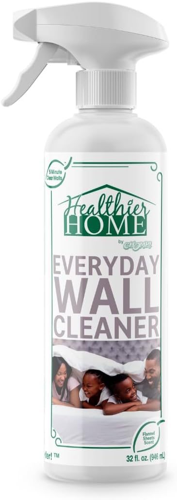 CHOMP! Painted Wall Cleaner Spray Multipurpose for Walls Ceilings and Baseboards Removes Dirt Dust Odor Stains Healthier Home 5-Minute CleanWalls 4-in-1 32 Ounces (Flannel Sheets Scent)