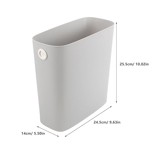 Luxshiny Slim Trash Can Plastic Waste Basket Rectangle Garbage Container Narrow Wastebasket Recycle Bin for Bathroom Bedroom Kitchen Living Room 28X27X12.5cm