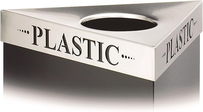 Safco Products 9552BL Trifecta Waste Receptacle 34 High Base with 9560PC Plastic Trifecta Lid 19-Gallon Black