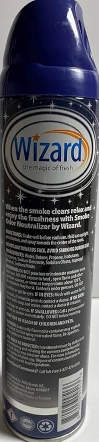 Wizard Double Action Smoke Odor Neutralizer &amp Air Freshener Eliminates Smoke Smell &amp Odors Freshens Air Long-Lasting Scent 6-Pack of 10 oz Sprays fresh breeze