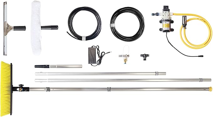 3.5-9m Water Fed Telescopic Brush Cleaning Photovoltaic and Solar Panels Washing Set Equipment Extension Pole Cleaning for Trucks Windows Multi-Purpose Water Spray Brush Cleaner for Trucks Windows