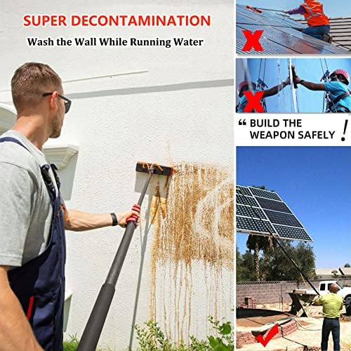 Glass Cleaning Brush Home Water Fed Telescopic Pole Kit Solar Panel Brush Rotating for Photovoltaic Panel12FT - 36FT Outdoor Window Cleaning Pole Water Fed Telescopic Brush Water Fed Pole