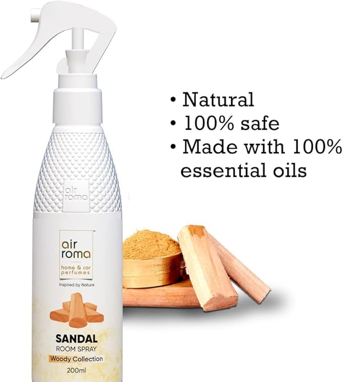 AaIiRr-RrOMmAa Sandal Air Freshener Spray | Long-Lasting Odour Eliminator For Home &amp Office | (200Ml) Pack of 1