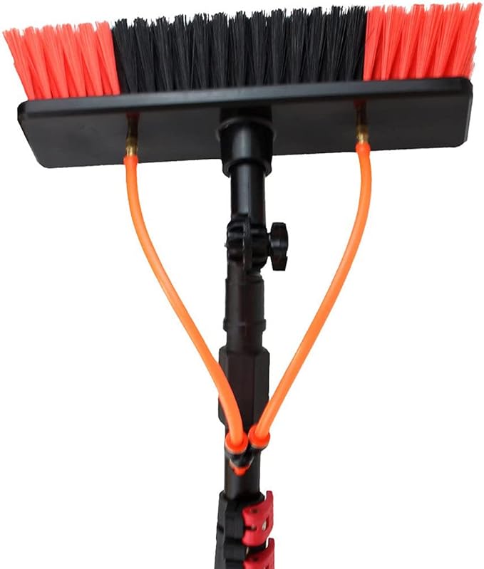 Professional 20FT Telescopic Water Fed Pole Window Cleaning Kit - Outdoor Glass &amp Solar Panel Brush with Extension Spray Washer System for Effortless Cleaning