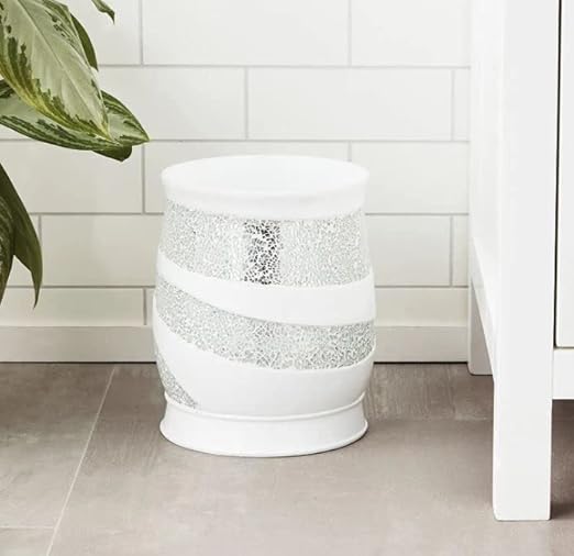 Zahari Home Sinatra Waste Basket Decorative Beautiful Designs Bathroom Bedroom Living Room Decor White