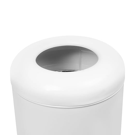 60 L / 15 Gal Trash Can with Lid Round Indoor Waste Bin Commercial Trash Can with Removable Barrel Stainless Steel Hotel Garbage Bin for Home Office Restaurant (White)