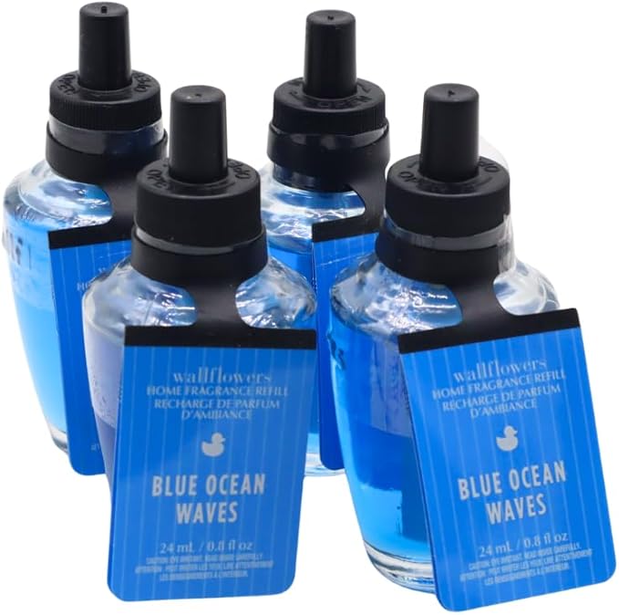 Bath &amp Body Works BLUE OCEAN WAVES Wallflowers Home Fragrance Refill 0.8 fl oz - 4 pack