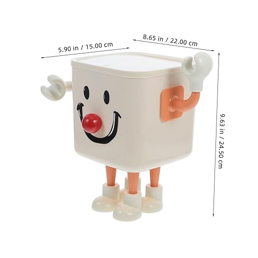 PRETYZOOM Compact Small Trash Can with Lid Stylish Tabletop Wastebasket for Bathroom Bedroom Office Versatile Desktop Garbage Container Smile Orange Efficient Waste Management