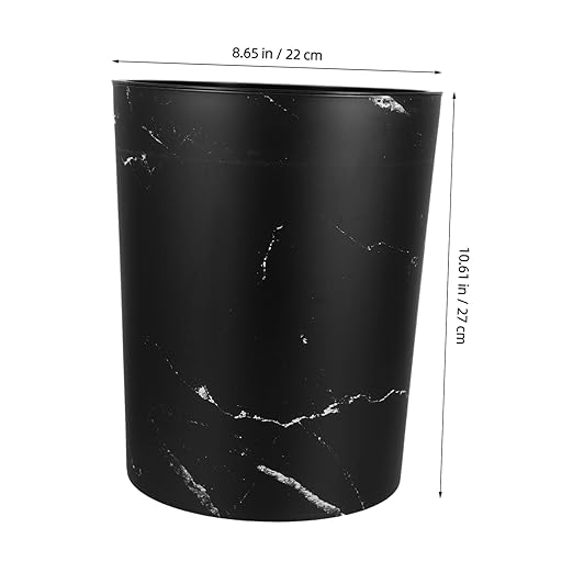 ABOOFAN Large Capacity Marble Pattern Wastebasket with Press Ring Round Plastic Garbage Bin for Bathroom Office and Bedroom Use Modern Design Trash Container
