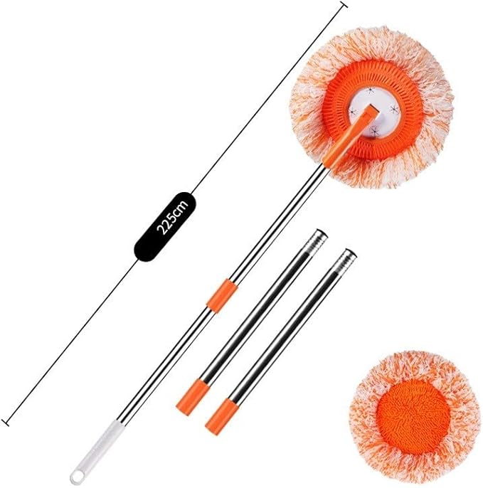 AQWEI 360° Rotatable Adjustable Cleaning Mop with Three Replaceable Mop Heads for Household Floor Cleaning Wall Cleaning Mops (83-inch Four-Section Rod)