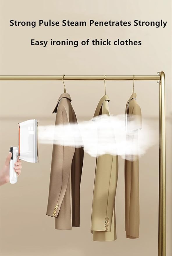 2 In 1 Portable Ironing Machine Handheld Clothing Steam Iron 1200W +15 Seconds Fast Heating180°Rotation LCD Display Ironing Mode 7-Hole Pressurized Steam