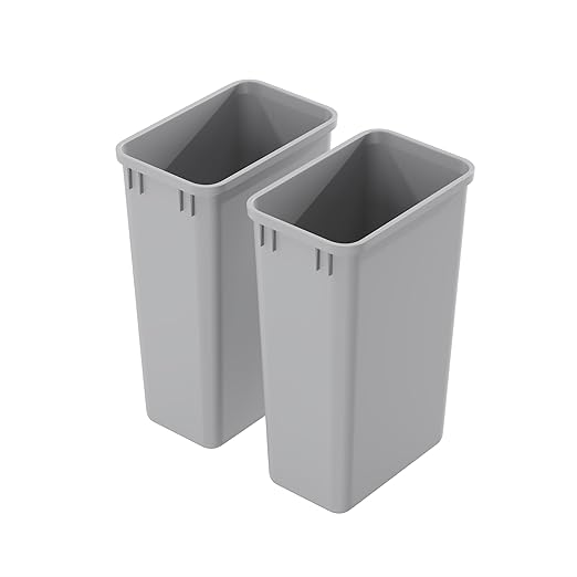 Dowell 50Qt Waste Trash Container 13Gal Plastic Stackable for Kitchen/Bathroom/Office Fits Under Sink/Desk (Grey 4000 50 04-2 Pack)