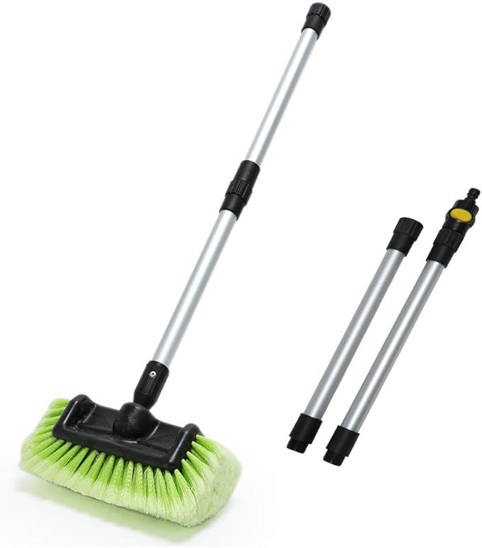 Forgrace Car Wash Brush 12 with Long Handle 60 Inch Soft Bristle Scrub Brush for Car Truck Boat RV House Siding Deck Camper Exterior Washing Cleaning Tool Green