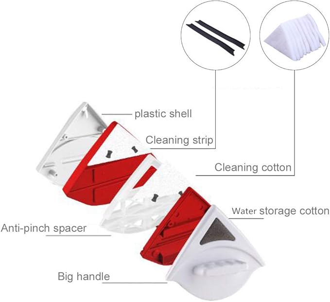 Double-side Magnetic Glass Wiper Window Cleaner Magnetic Glass Cleaning Tool Brush for Double Glazed Window Thickness 0.5-1 (15-24mm)
