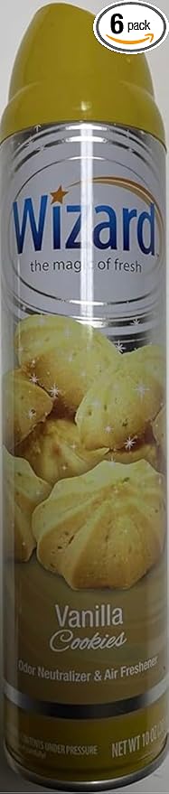 Wizard The Magic of Fresh | Odor Neutralizer &amp Air Freshener - 10 Oz. Vanilla cookie (Pack of 6) (Packaging May Vary)