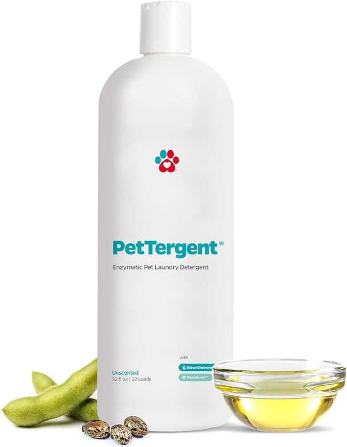 Pet Parents® PetTergent® Enzymatic Pet Laundry Detergent 32 oz 32 Loads Pet Stain Remover &amp Pet Odor Eliminator Laundry Detergent for Pets (Unscented 32 oz)
