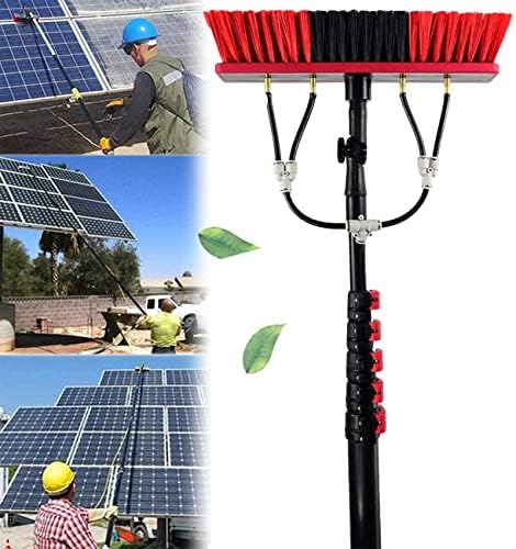 Glass Cleaning Brush Home Water Fed Telescopic Pole Kit Solar Panel Brush Rotating for Photovoltaic Panel18FT Telescopic Window Cleaning Pole Kit Water Fed Brush for Efficient Window &amp Sola