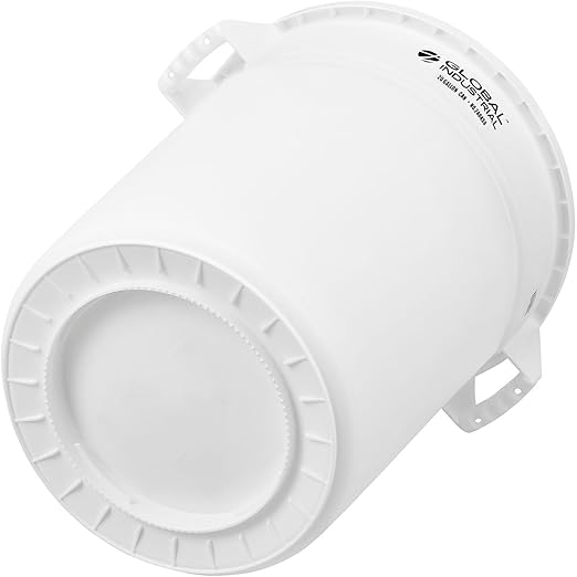 Global Industrial Commercial Round Trash Can 20 Gallon Capacity Plastic Garbage Can Indoor and Outdoor Utility Trash Can White 19 W x 22-1/2H No Lid