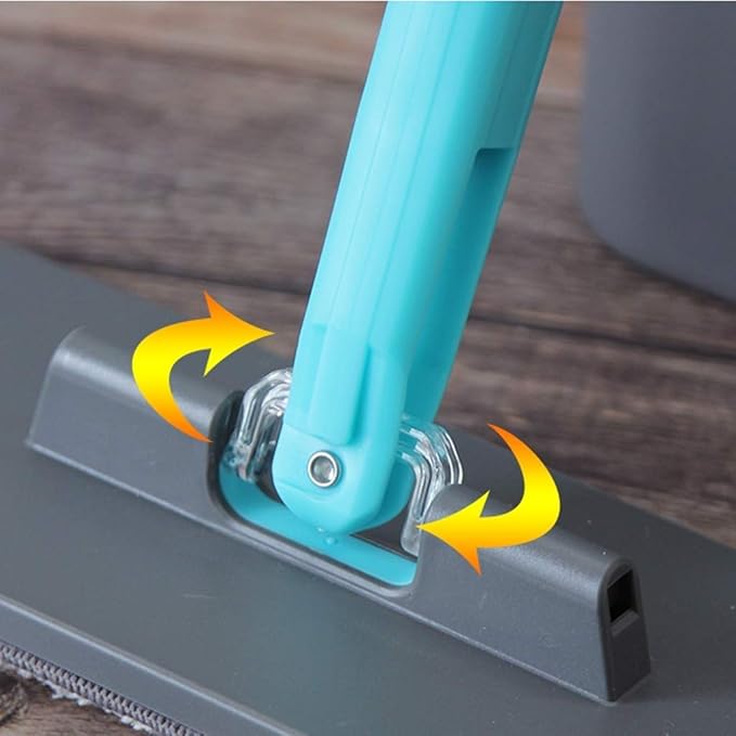 Flat Floor Mop and Bucket Set for Home Cleaning System with Stainless-Steel Handle/Washable Microfiber Pads