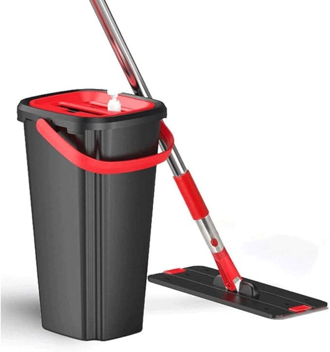Flat Squeeze Mop and Bucket Set with Microfiber Pads for Kitchen Bathroom for Hardwood Floor Tile Dust