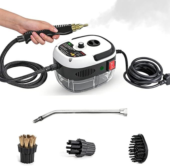 Handheld Steam Cleaner – Cordless Fast 10‑Second Heat Up 6 Adjustable Steam Levels Multi-Surface Cleaning for Kitchen Bathroom Floors Windows Upholstery &amp Car Interior (White)
