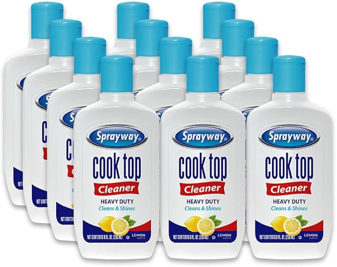 Sprayway Cook Top Cleaner 8oz Pack of 12 | Removes Grease Grime &amp Stubborn Stains | Streak-Free Shine Safe for Glass &amp Ceramic Cooktops | Easy-to-Use Formula