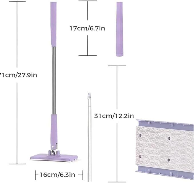 Mini Mop Convenient Cloth Changing Mini MopNo-Touch Dirty Cleaning Flat Dust Mop Wet and Dry Sweeper with Long Stainless Steel Handle &amp Sweeping Cloths (10 Cloths)
