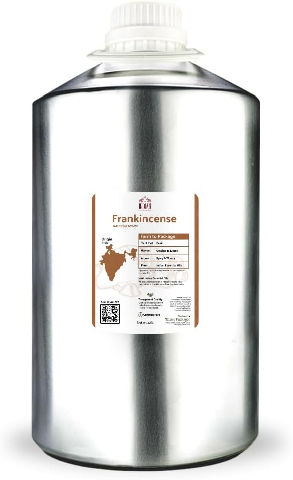 Frankincense Essential Oil - Direct from Madhya Pradesh India - Pure Essential Oil for Diffusers and Aromatherapy | 100% Pure Therapeutic Grade Natural Aceite de Incienso (22lbs)