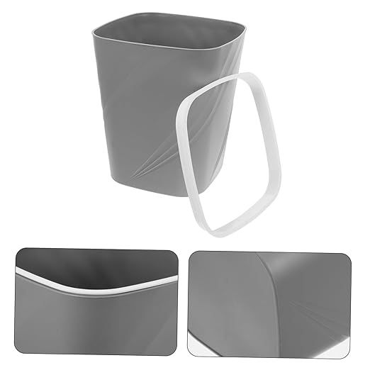 Large Capacity Plastic Trash Can with Press Ring for Bathroom Bedroom Kitchen Office Space-Saving Grey Wastebasket for Home and Commercial Use