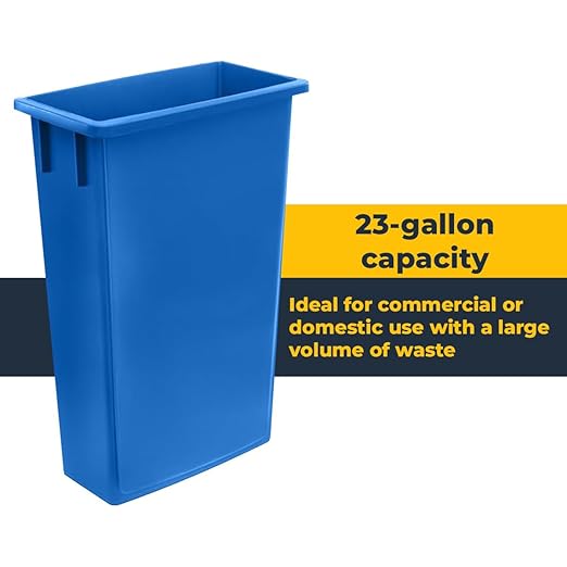 3 pack 23 Gallon Heavy-Duty Trash Can with Lid &amp Dolly Durable Waste Container Slim Rectangular Garbage Bin Recycling Bin Plastic Wastebasket for Kitchen Garage Hotels Restaurants Office