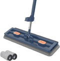Large Flat Mop Portable Mop 50 Inch Washable Reusable Microfiber Pads (Blue 2Mop)