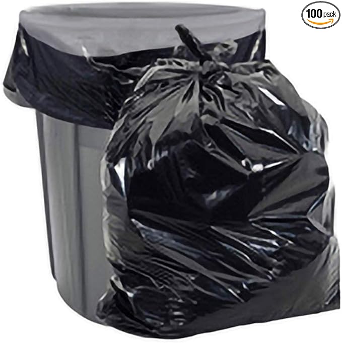 Aluf Plastics 55-60 Gallon Trash Bags - 1.5 MIL (eq) Black Heavy Duty Trash Can Liners - 38 x 58 - Pack of 100 - For Contractor Industrial Commercial &amp Outdoor