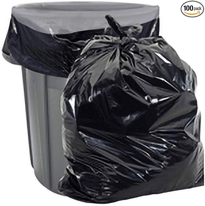 Aluf Plastics 50-55 Gallon Trash Bags - 1.5 MIL (eq) Black Heavy Duty Trash Can Liners - 36 x 58 - Pack of 100 - For Contractor Industrial Commercial &amp Outdoor