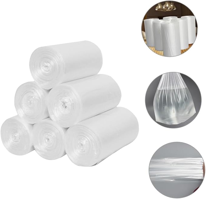 6 Rolls Thickened Disposable Plastic Garbage Bags 45x50cm 30pcs Per Roll Kitchen and Bathroom Trash Bags for Home Office Wastebaskets
