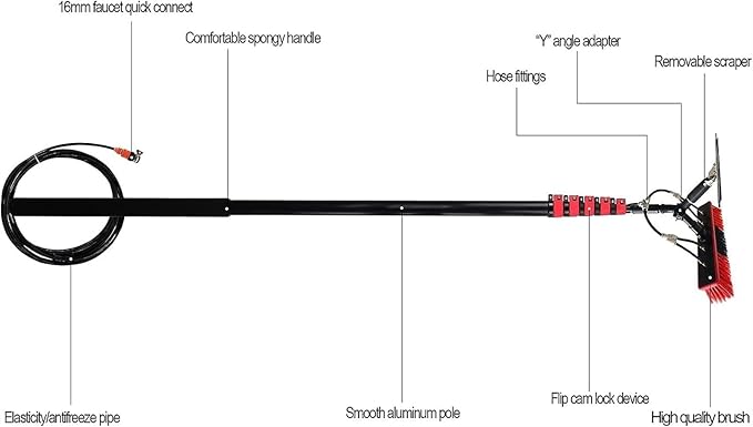 Window Cleaning Brush Water Fed Pole Kit3.6-11M Windowglass Solar Panel Cleaning Telescopic Pole Water Fed Brush Spray WasherWindow Cleaner Window Glass Solar Panel Cleaning System Washing