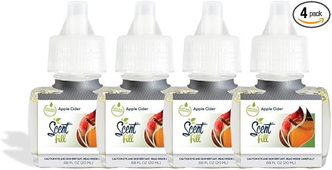 Scent Fill Apple Cider Plug in Air Freshener 4 Scented Oil Refills