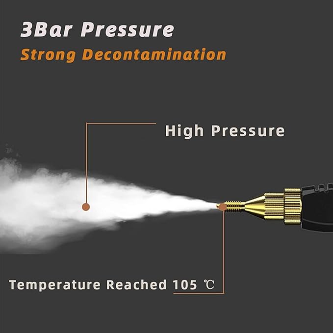 High Pressure Portable Handheld Steam Cleaner - 2500W High Temperature Cleaning Machine with Brush Heads for Effective Kitchen Bathroom and Furniture Cleaning