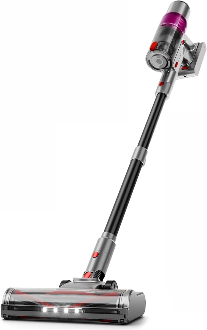 KIKETECH Cordless Vacuum Cleaner Large Capacity Rechargeable Battery for Pet Hardwood Floors Tile Floors Car CarpetElectric LED Brush 1-Hand Op. Black